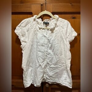 J. Crew Women's Cream Ruffle Button-Up Blouse